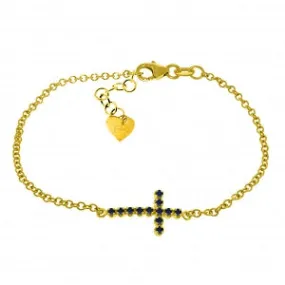 0.3 Carat 14K Solid Yellow Gold Horizontal Cross Sapphire Bracelet