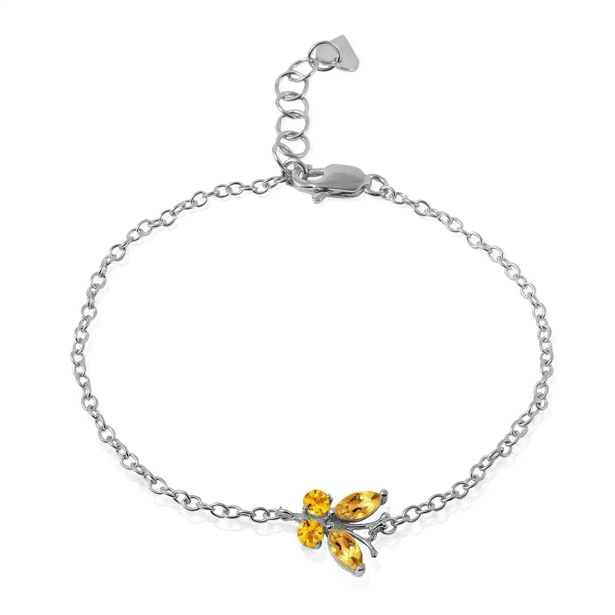 0.6 Carat 14K Solid White Gold Butterfly Bracelet Citrine