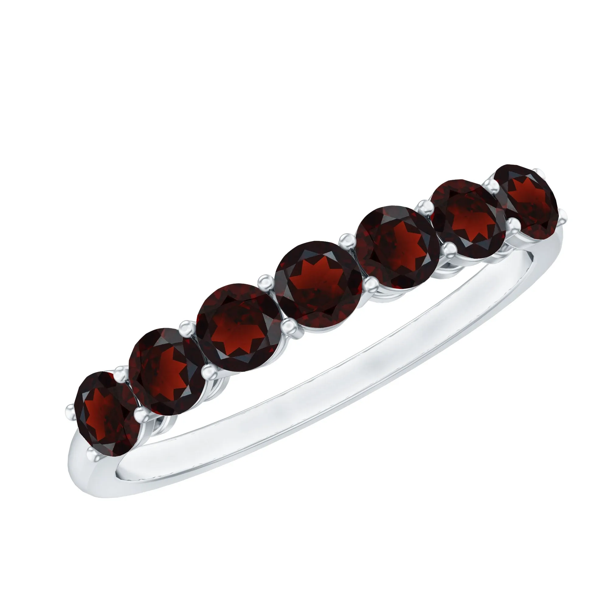 0.75 CT Seven Stone Garnet Ring in Basket Setting for Her