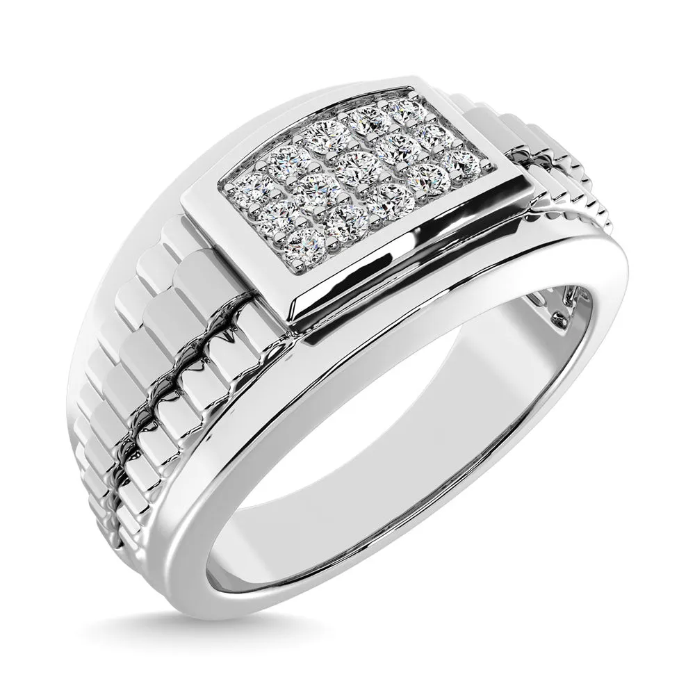 10K White Gold with Accent of 10K Yellow Gold 1/4 Ct.Tw. Diamond Mens Fashion Ring