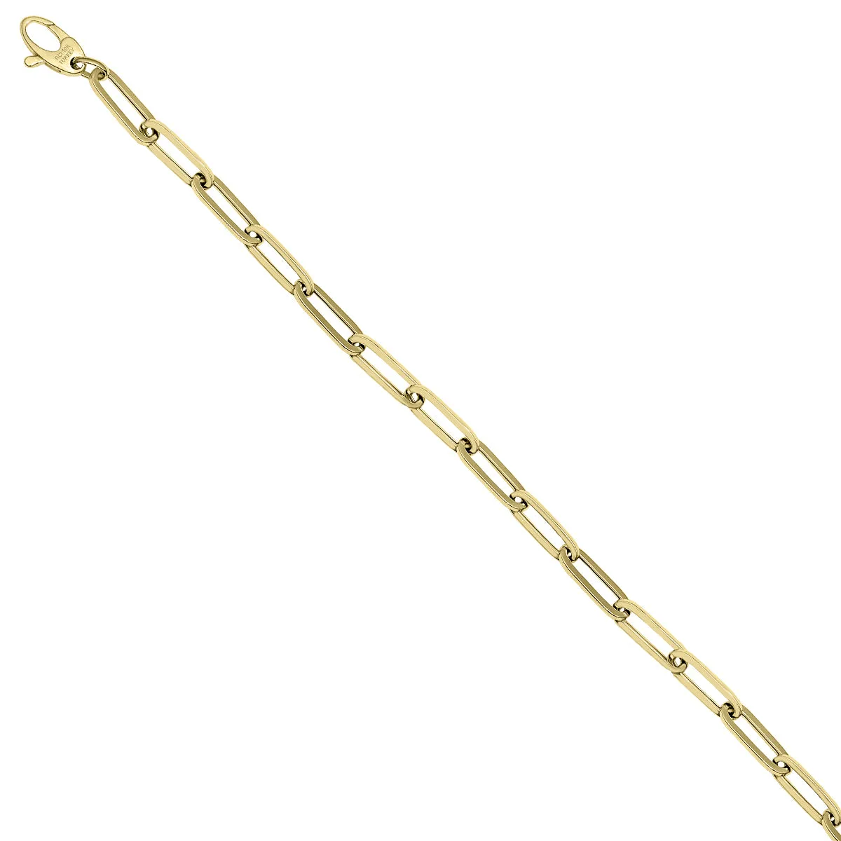 10K Yellow Gold 4.2MM Dainty Paperclip Bracelet With Lobster Clasp