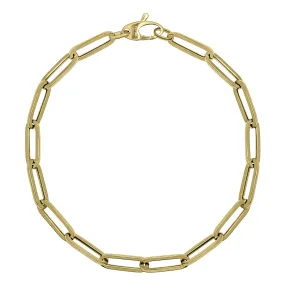 10K Yellow Gold 4.2MM Dainty Paperclip Bracelet With Lobster Clasp