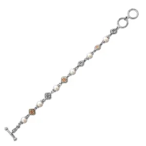 14K And 925 Sterling Silver Bracelet With Pearl (145NB1448GT-750)