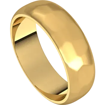 14k Gold 6mm Half Round Regular Classic Wedding Band with Satin Rock or Satin Hammered Finish