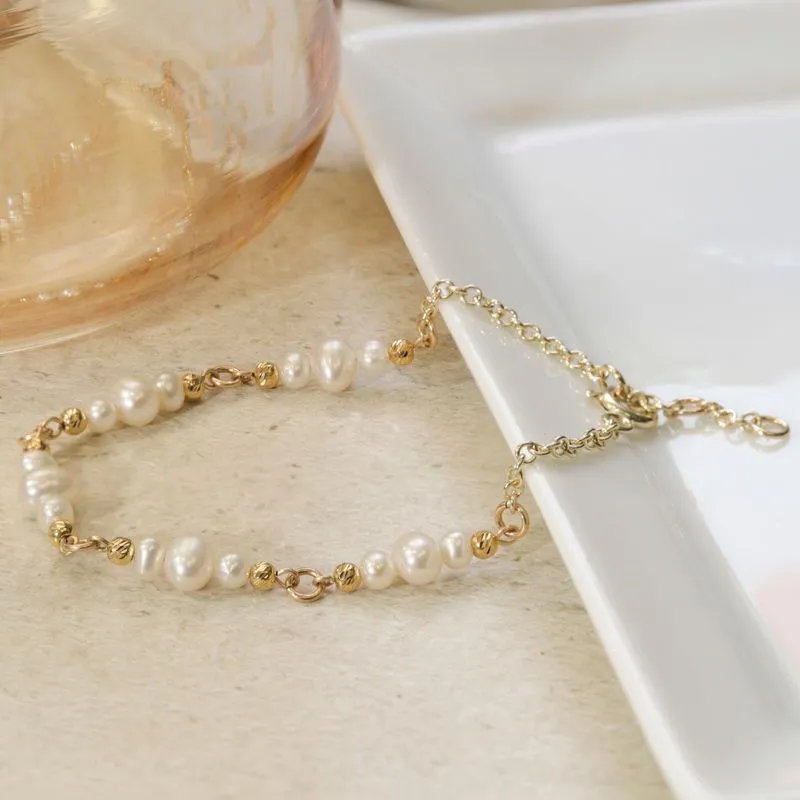 14K Gold Colorado Pearl Beaded Bracelet