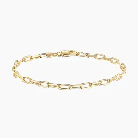 14K Gold Plated Paperclip Chain Adjustable Bracelet