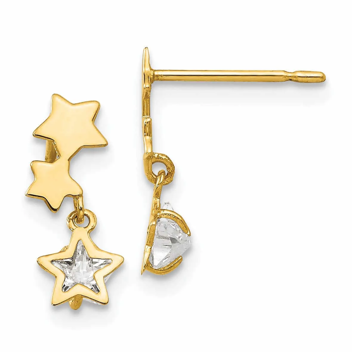 14k Madi K Star C.Z Dangle Post Earrings