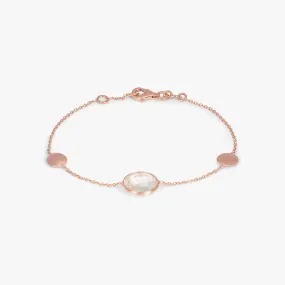 14K satin rose gold Kensington bracelet with prasiolite