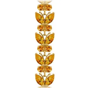 14K Solid Rose Gold Butterfly Bracelet w/ Natural Citrines