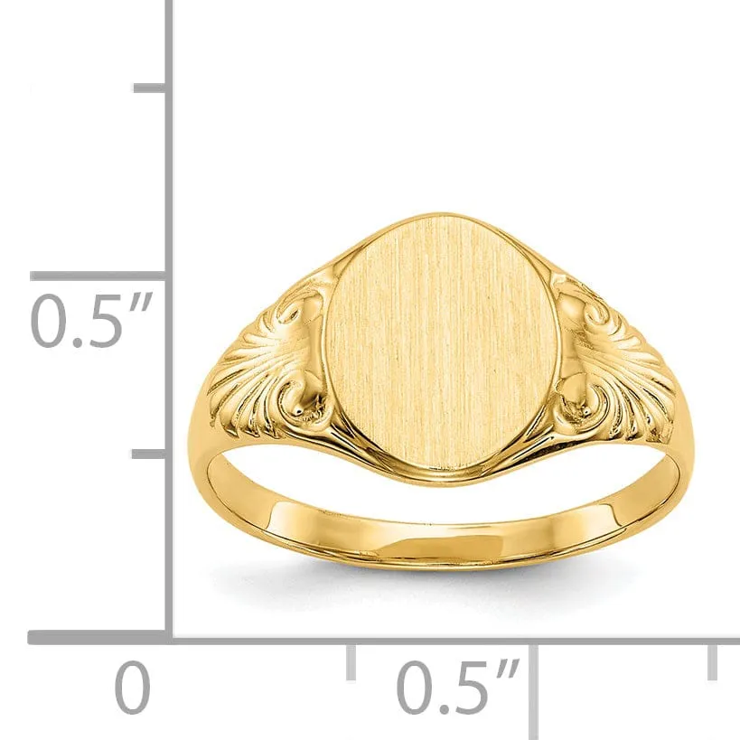 14k Yellow Gold Polished Satin Signet Ring