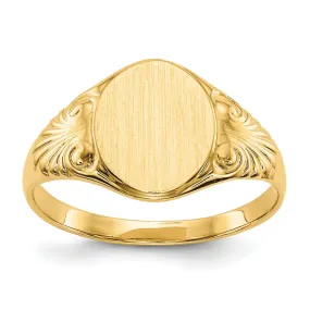 14k Yellow Gold Polished Satin Signet Ring