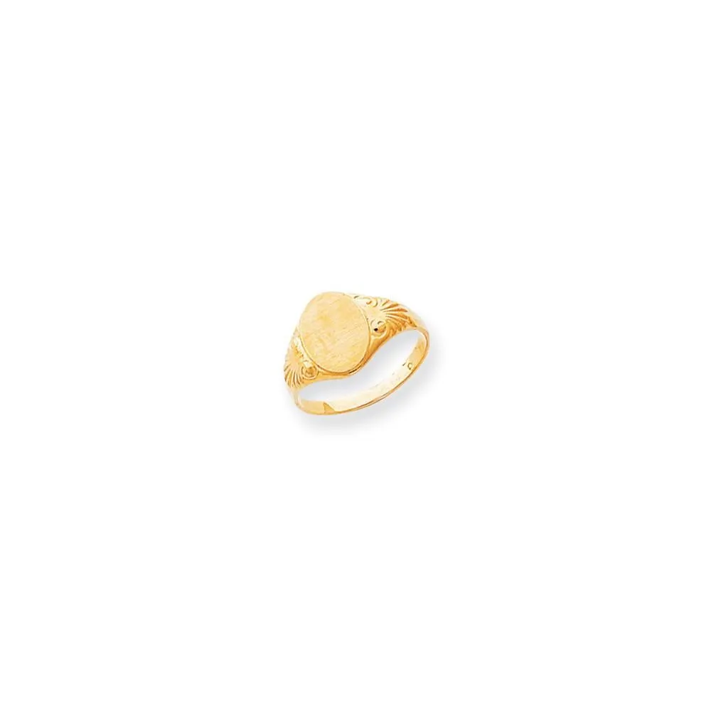 14k Yellow Gold Polished Satin Signet Ring