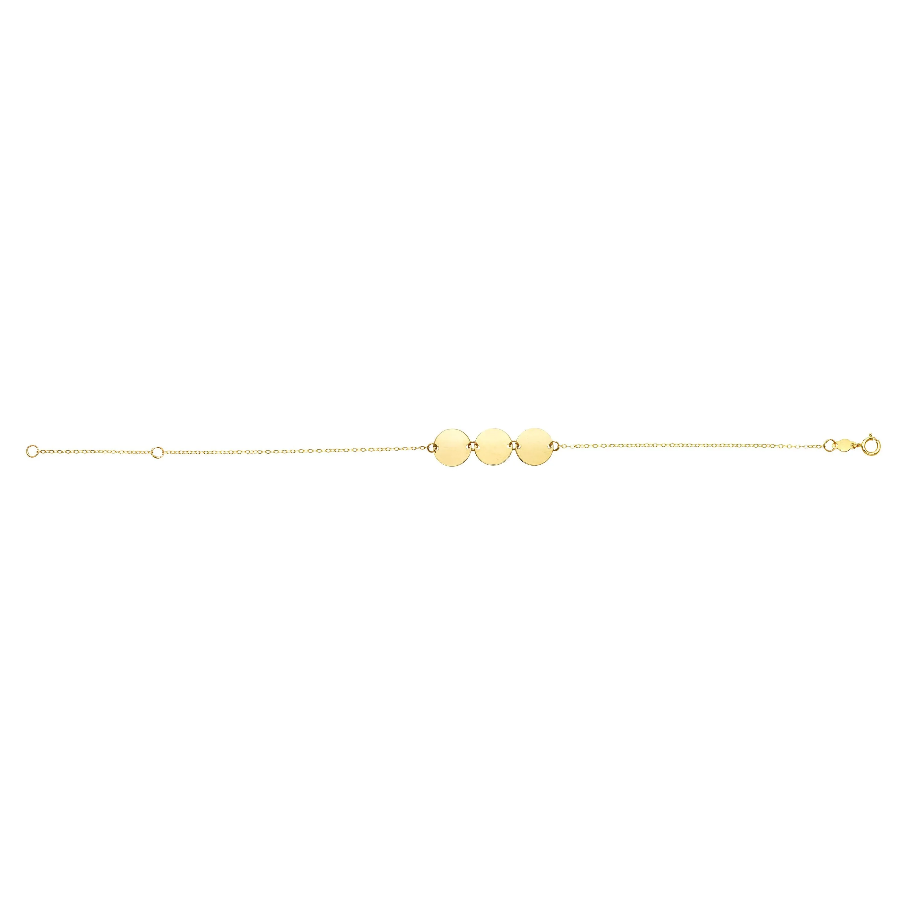 14k Yellow Gold Round Disc Charm Fancy Bracelet, 7"