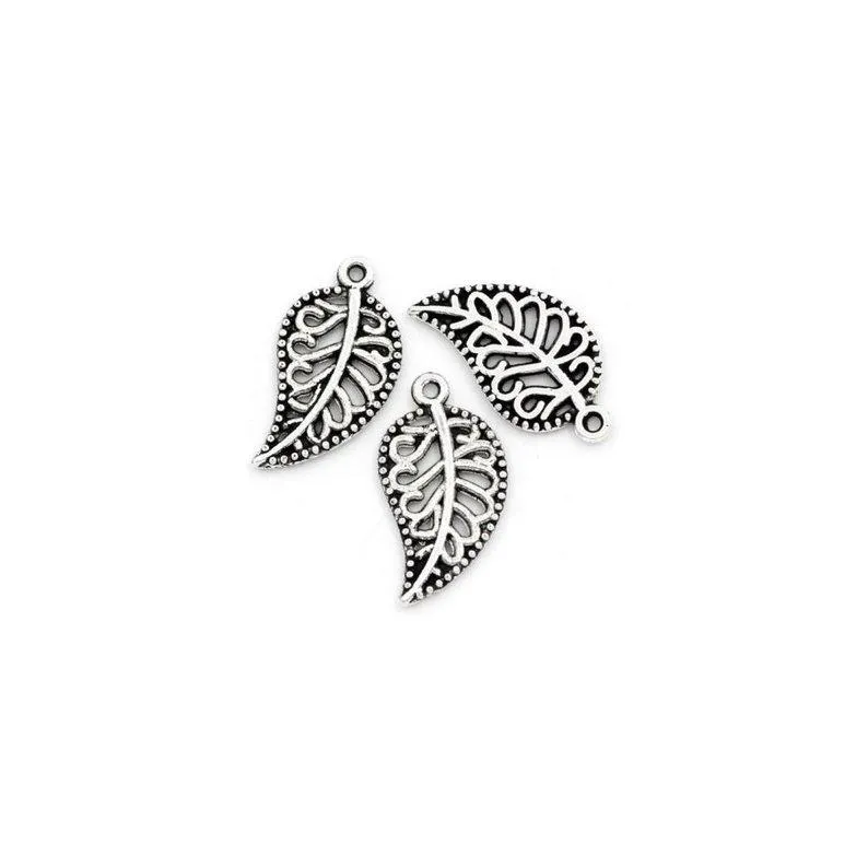 15 Pcs Tibetan Silver Filigree Leaf Leaves 19X10mm 3D Charms Pendants