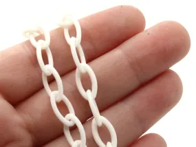 15.75 Inch White Plastic Oval Chain - 40cm chain - 13x8mm links