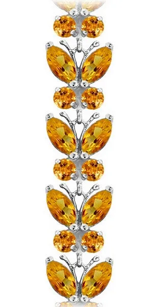 16.5 Carat 14K Solid White Gold Butterfly Bracelet Natural Citrine