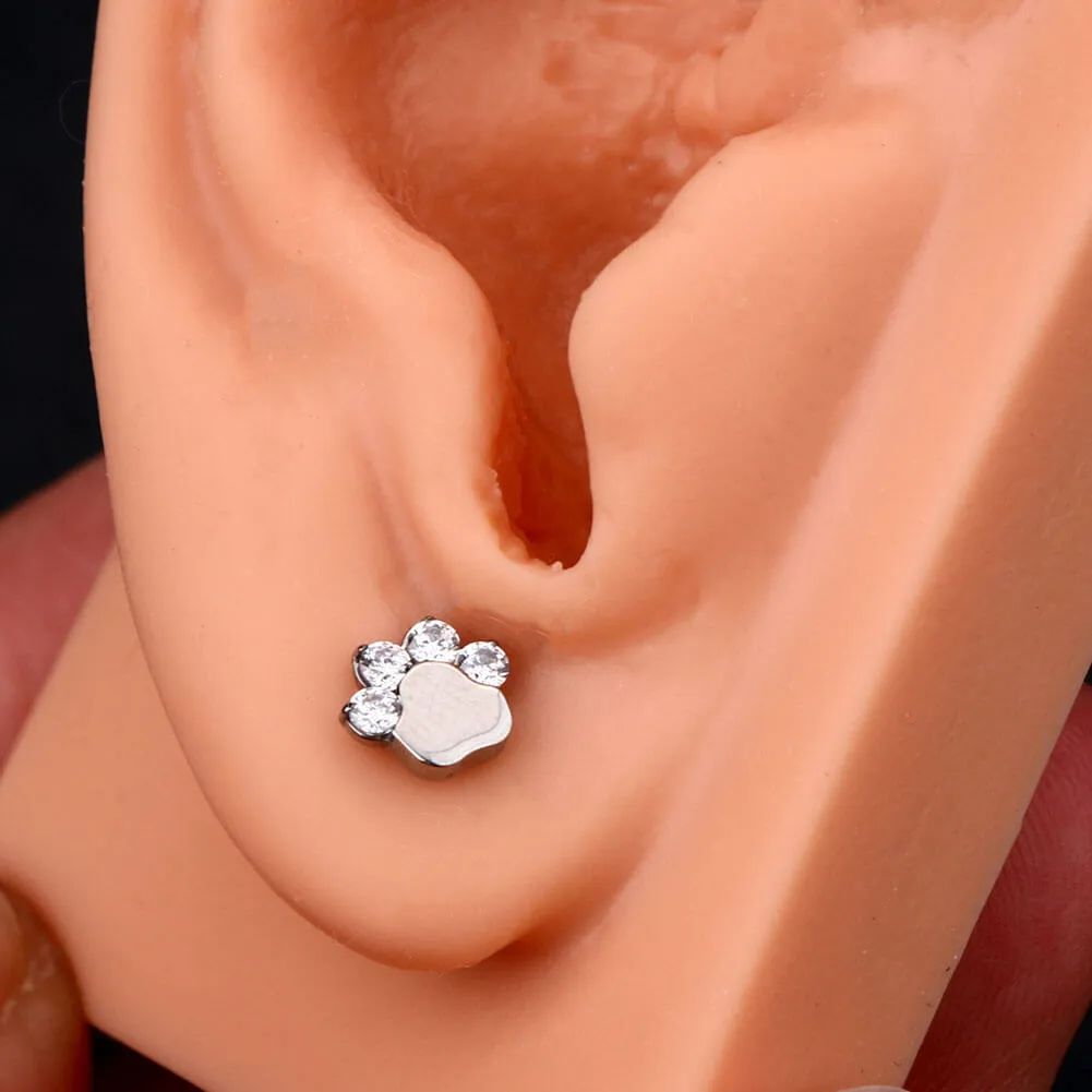 16G Internally Threaded Titanium Puppy Paw Labret Stud