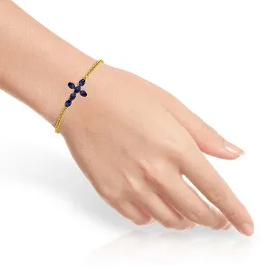 1.7 Carat 14K Solid Yellow Gold Cross Bracelet Natural Sapphire