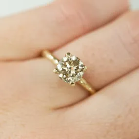 1.73ct Champagne Diamond Solitaire in Evergreen Carved Recycled Yellow Gold