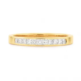 18CT Yellow Gold Diamond Channel Set Straight Wedding Ring