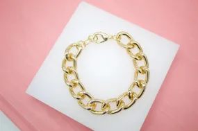 18K Gold Filled 13mm Curb Cuban Link Bracelet Chain (I230)