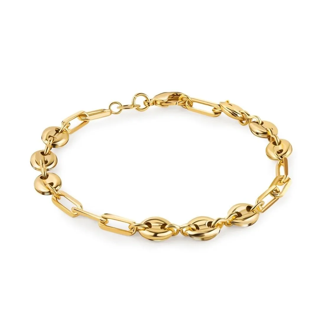 18K Gold Mariner and Paperclip Link Anklet 10