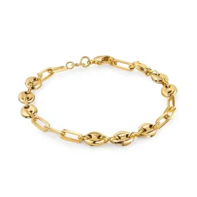 18K Gold Mariner and Paperclip Link Anklet 10