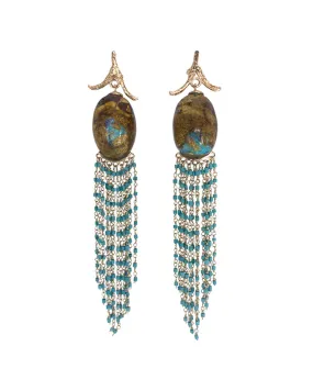 18k Yellow Gold Jundah Turquoise Bead Cascade Earrings