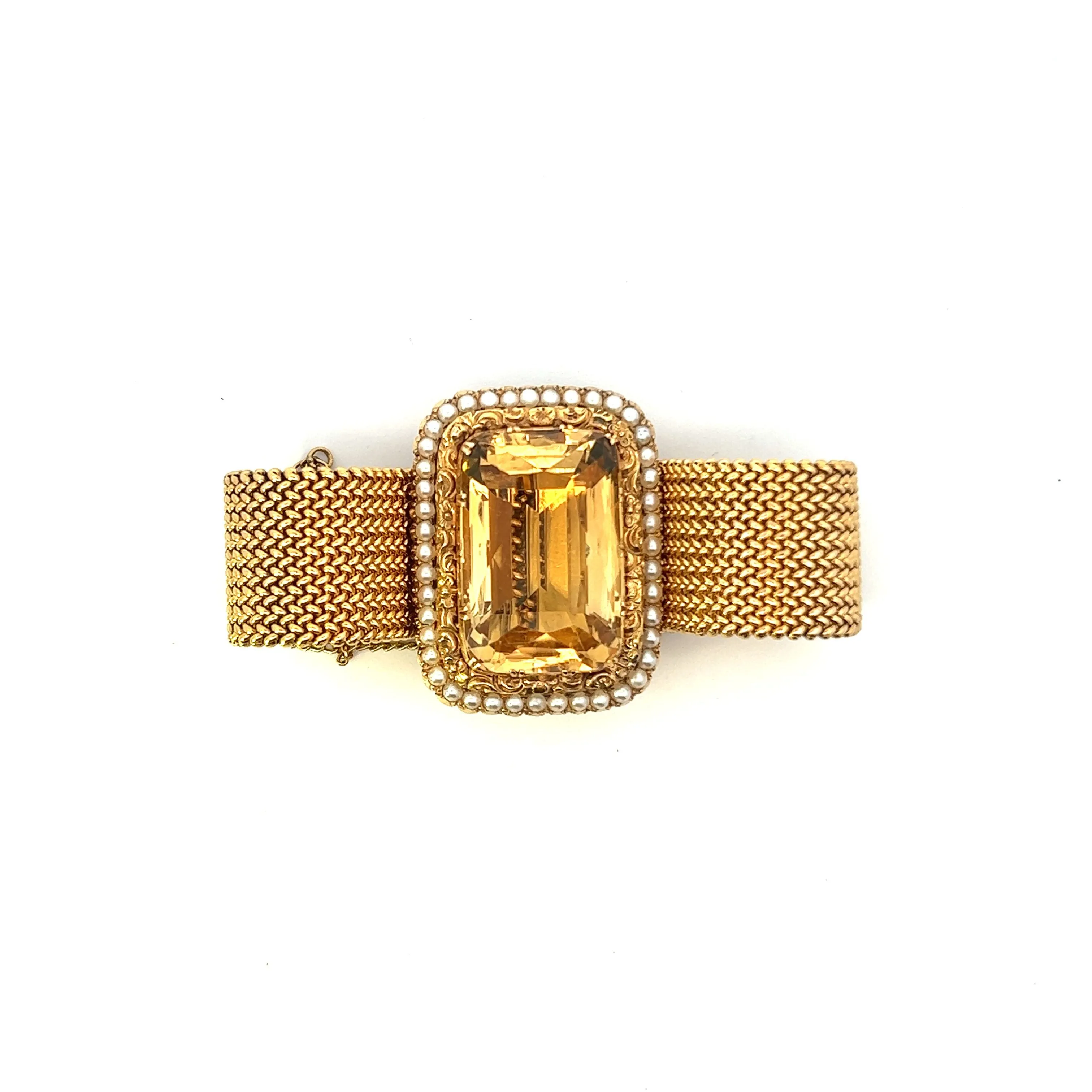 18KT Yellow Gold Estate Large Rectangular Cut Lemon Citrine Bracelet