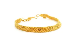 22ct Yellow Gold Flat Bracelet for Women with Filigree Work Design & Charm – Elegant Gold Jewellery