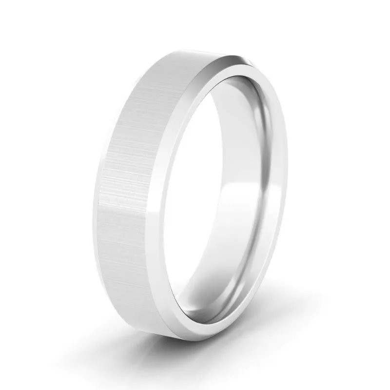 6mm Brushed Two Tone & Beveled Men's Wedding Band