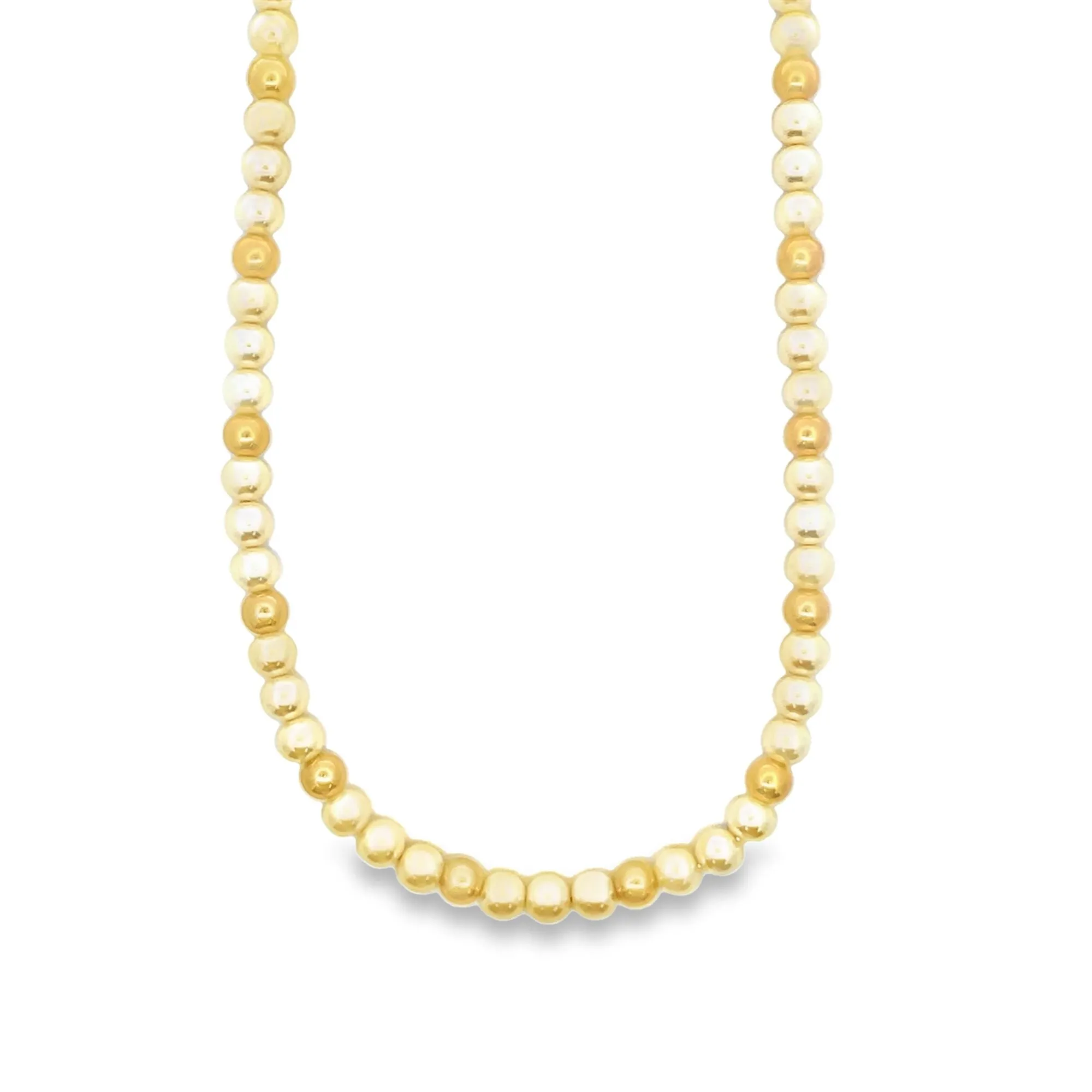 6mm White Pearl Beaded Necklace (F249A)(I185)