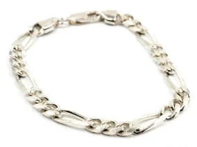 925 Sterling Silver Chain Bracelet with Figaro Chain