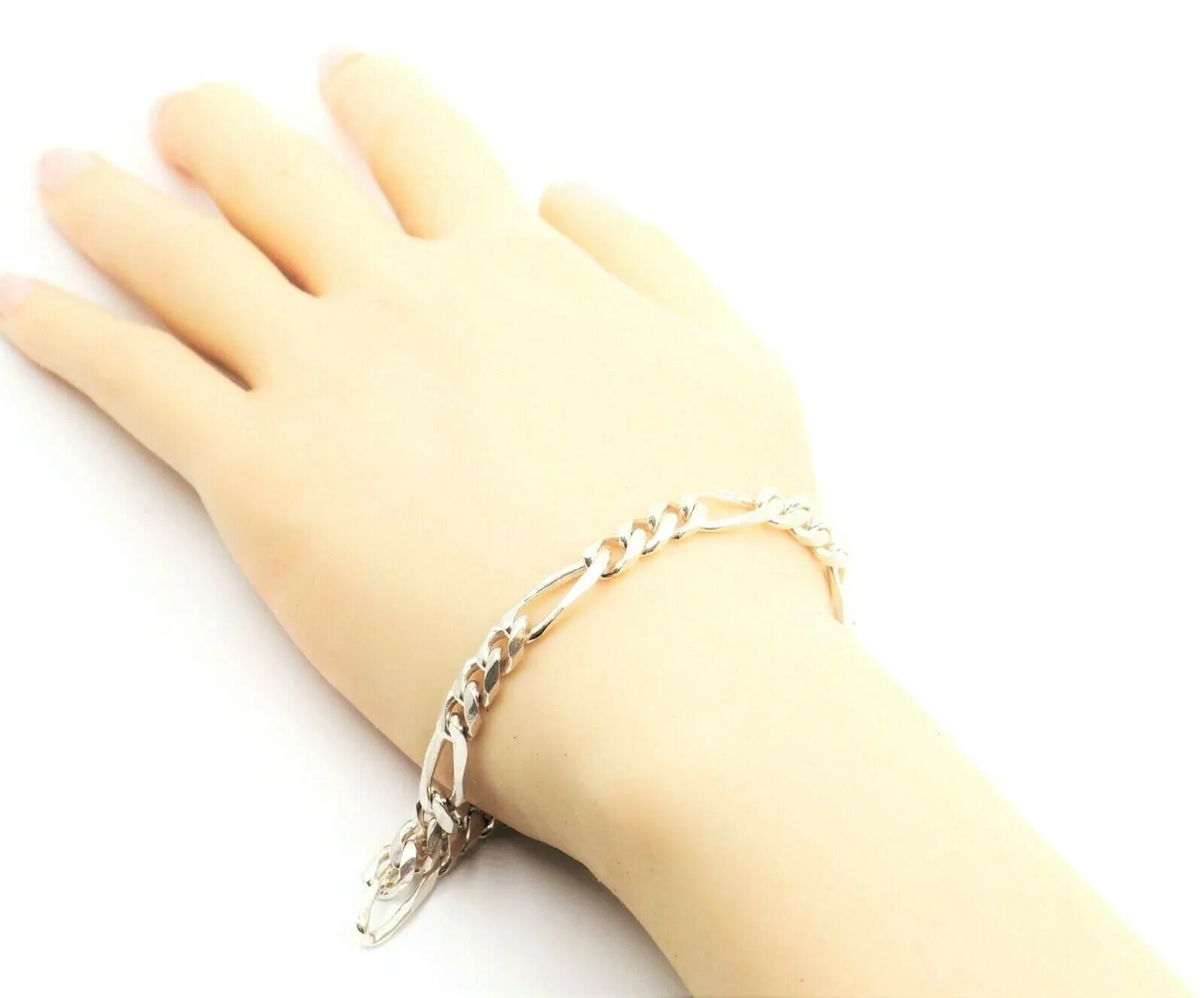 925 Sterling Silver Chain Bracelet with Figaro Chain