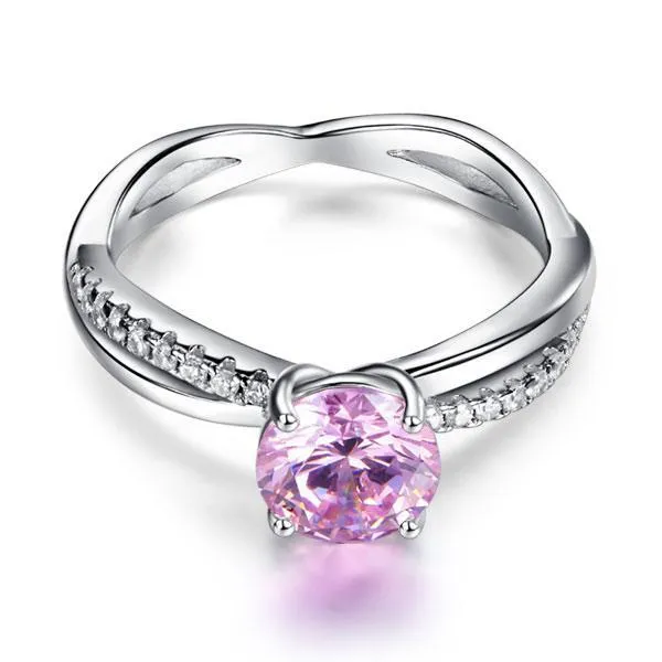 925 Sterling Silver Wedding Promise Anniversary Ring 1.25 Ct Fancy Pink Created Zirconia MXFR8248