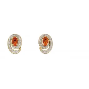 9ct Yellow Gold Diamond & Fire Opal Earrings GE2316R