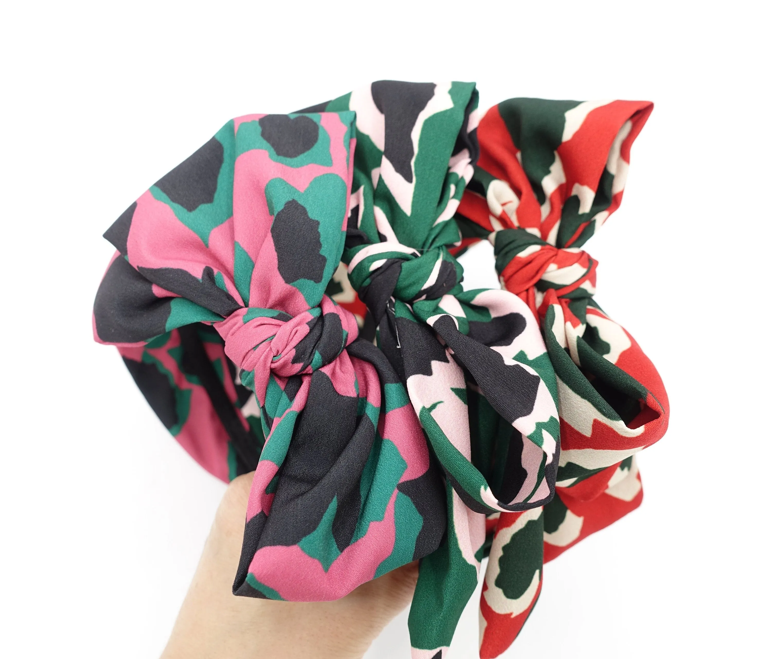 abstract flower print headband bow knotted hairband fashion headband for women hair accessory