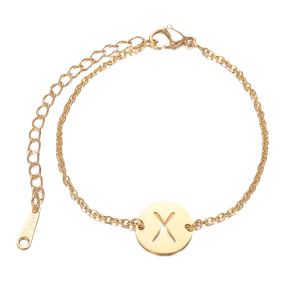 Alphabet Bracelet Gold Plated - Letter X