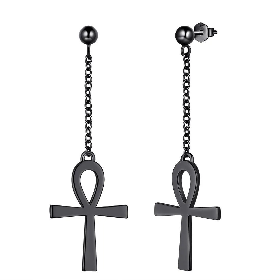 Ankh Cross Dangle Earrings Women Mens Jewelry Sterling Silver