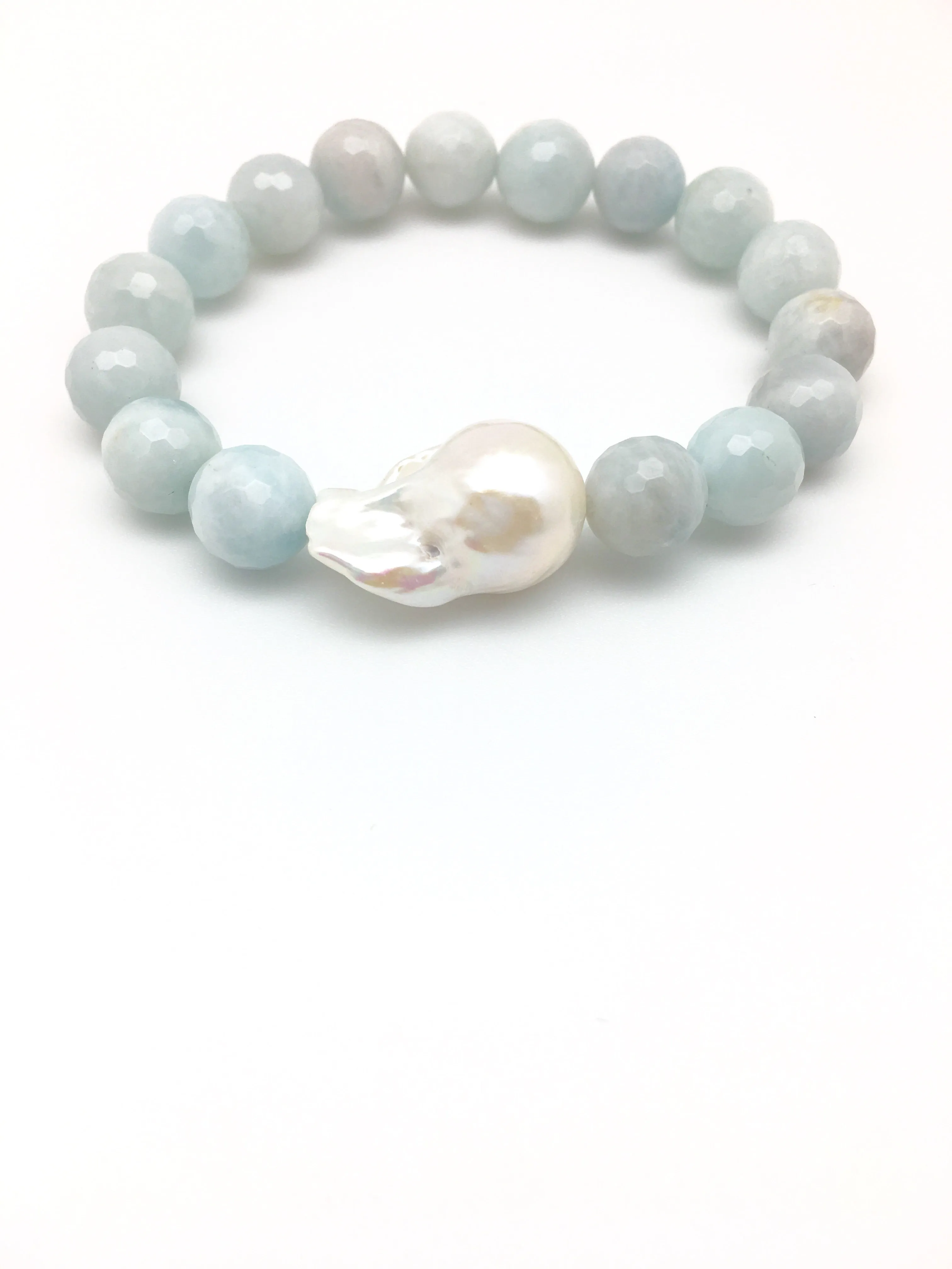 Annie baroque, aquamarine/white baroque pearl