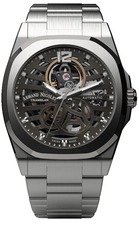 Armand Nicolet Men's Watch J09 Skeleton 41mm Grey A660SAA-GR-MA4660AA