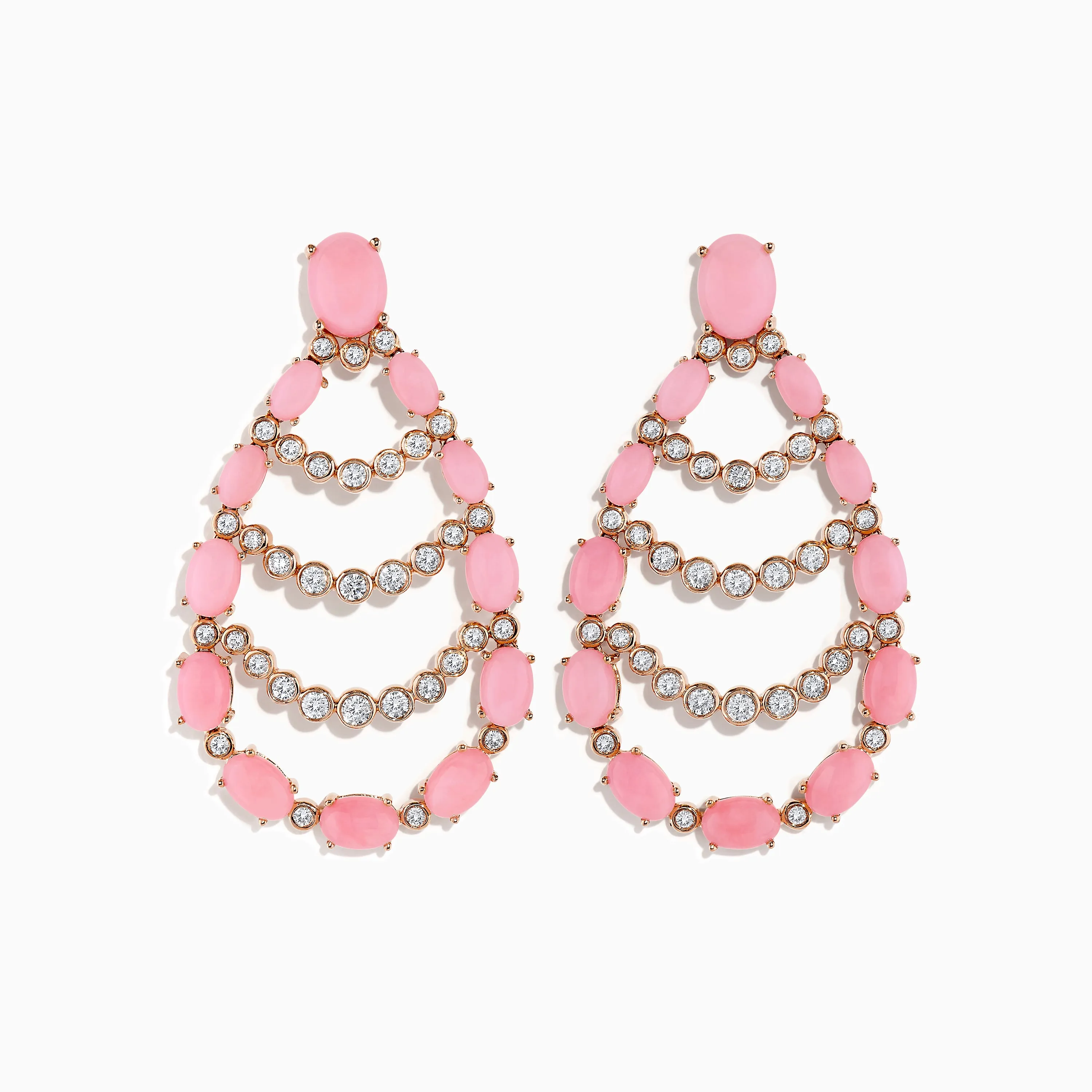 Aurora 14K Rose Gold Pink Opal and Diamond Earrings