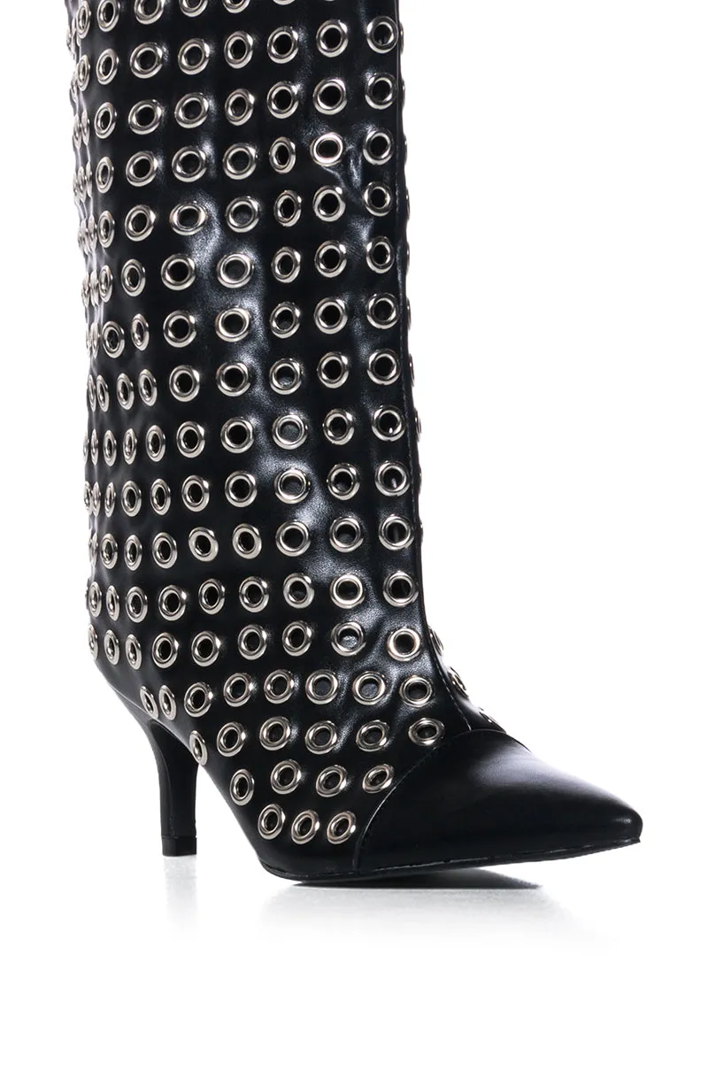 AZALEA WANG LANGHAM BLACK HARDWARE DETAIL BOOTIE