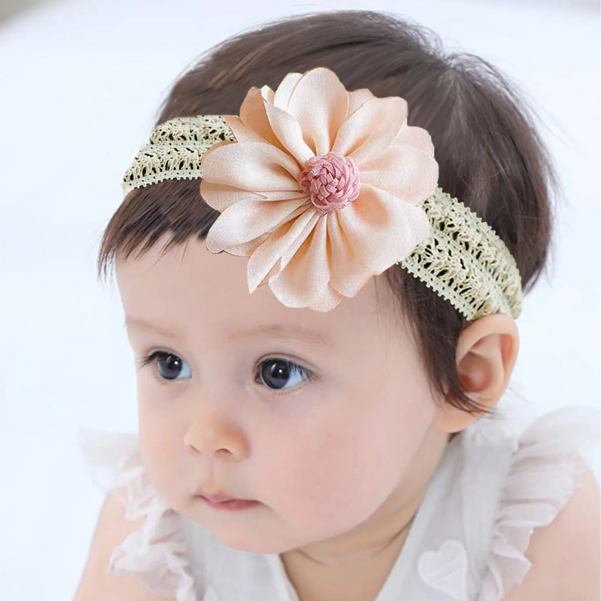 Babymoon | Set of 3 | Designer Princess Baby Girl’s Headbands | Hair Accessories | White | Yellow