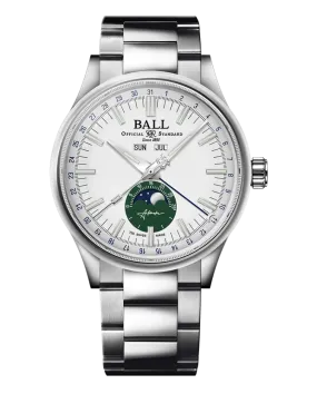 Ball Engineer II Moon Calendar - NM3016C-S1J-WH -  WHITE AND GREEN