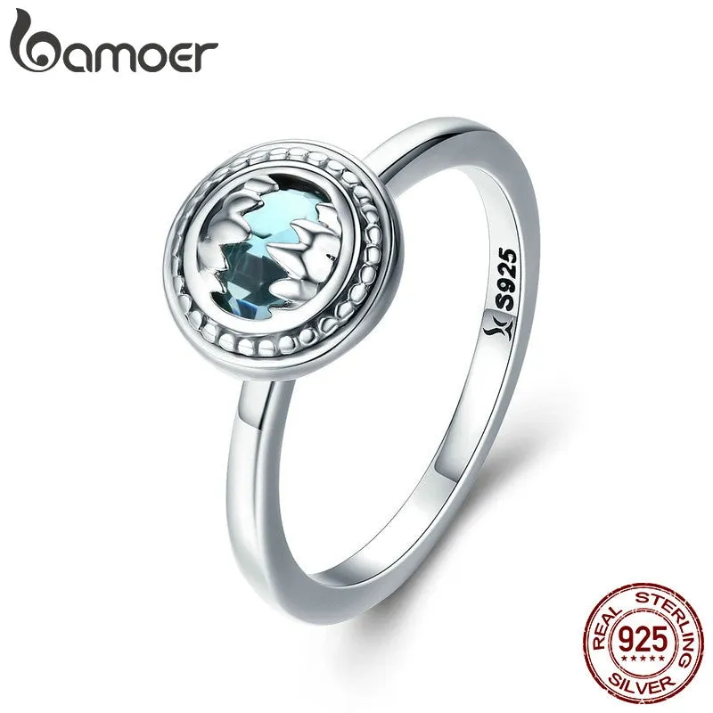 BAMOER Hot Sale 100% 925 Sterling Silver Lucky Beast Guardian Crystal CZ Finger Ring for Women Wedding Engagement Jewelry SCR303