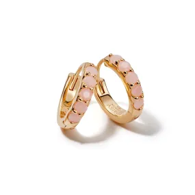 Beloved Pink Opal Huggie Earrings 18ct Gold Plate