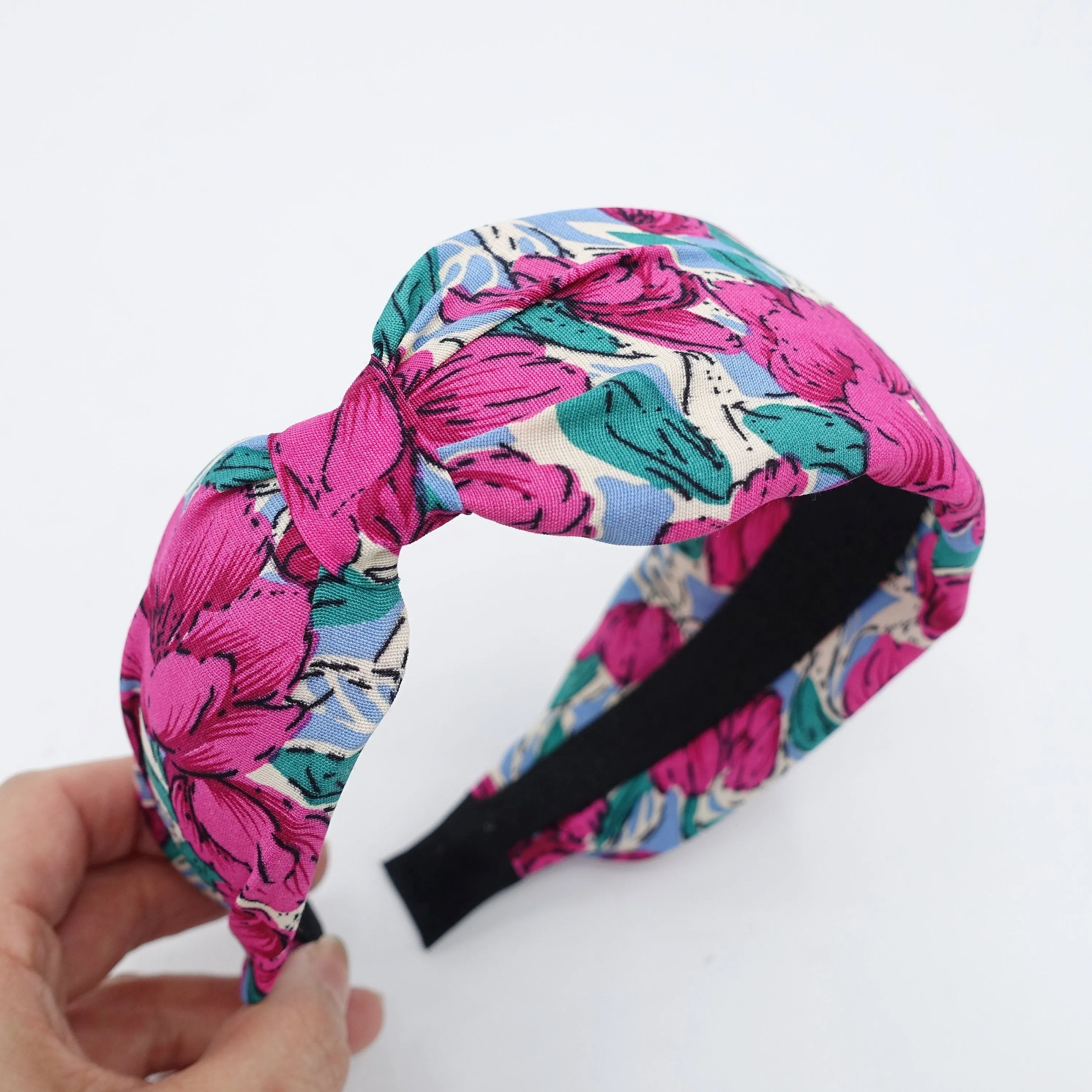 big flower print headband side knot floral hairband hair accessory for women