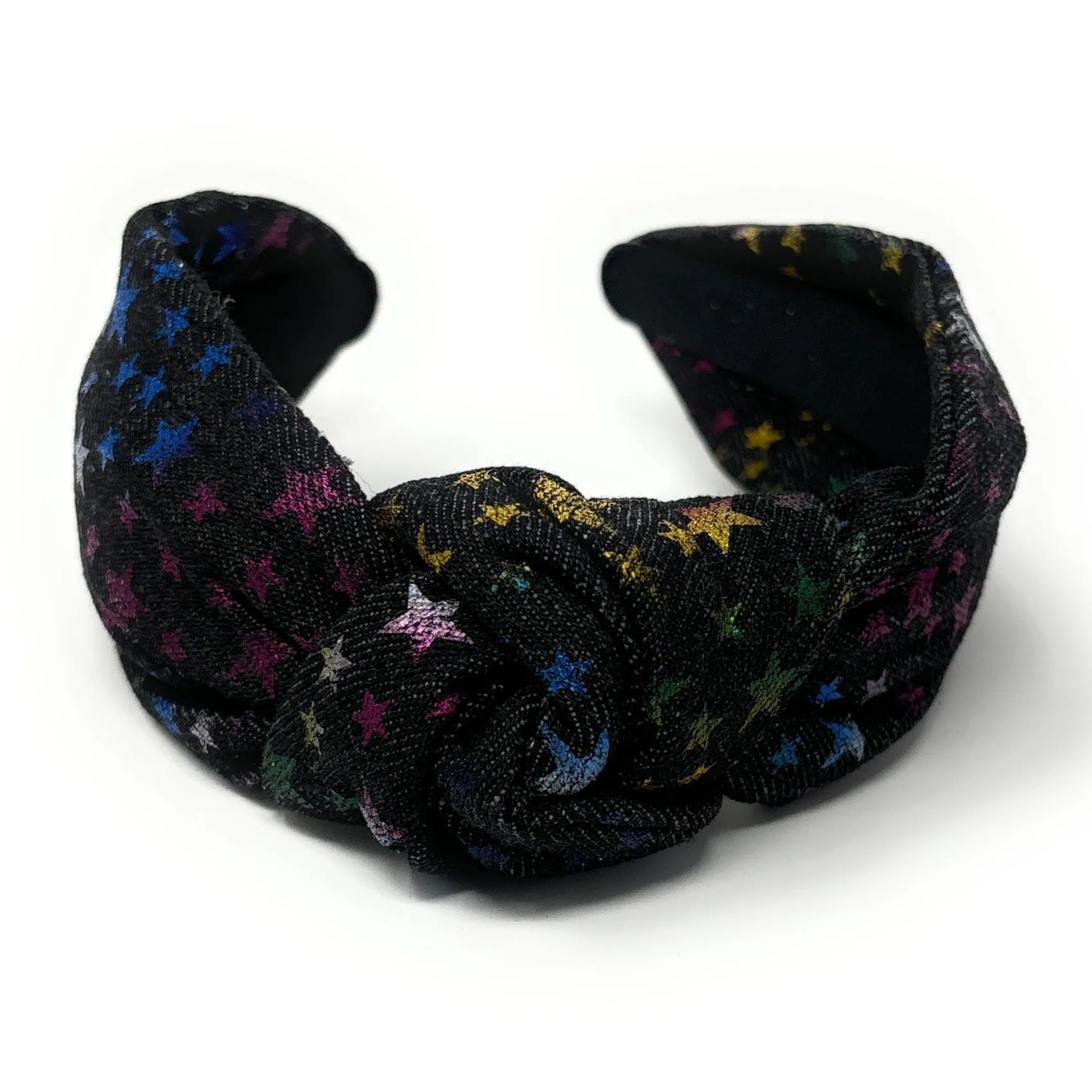 Black Denim Stars Knot Headband