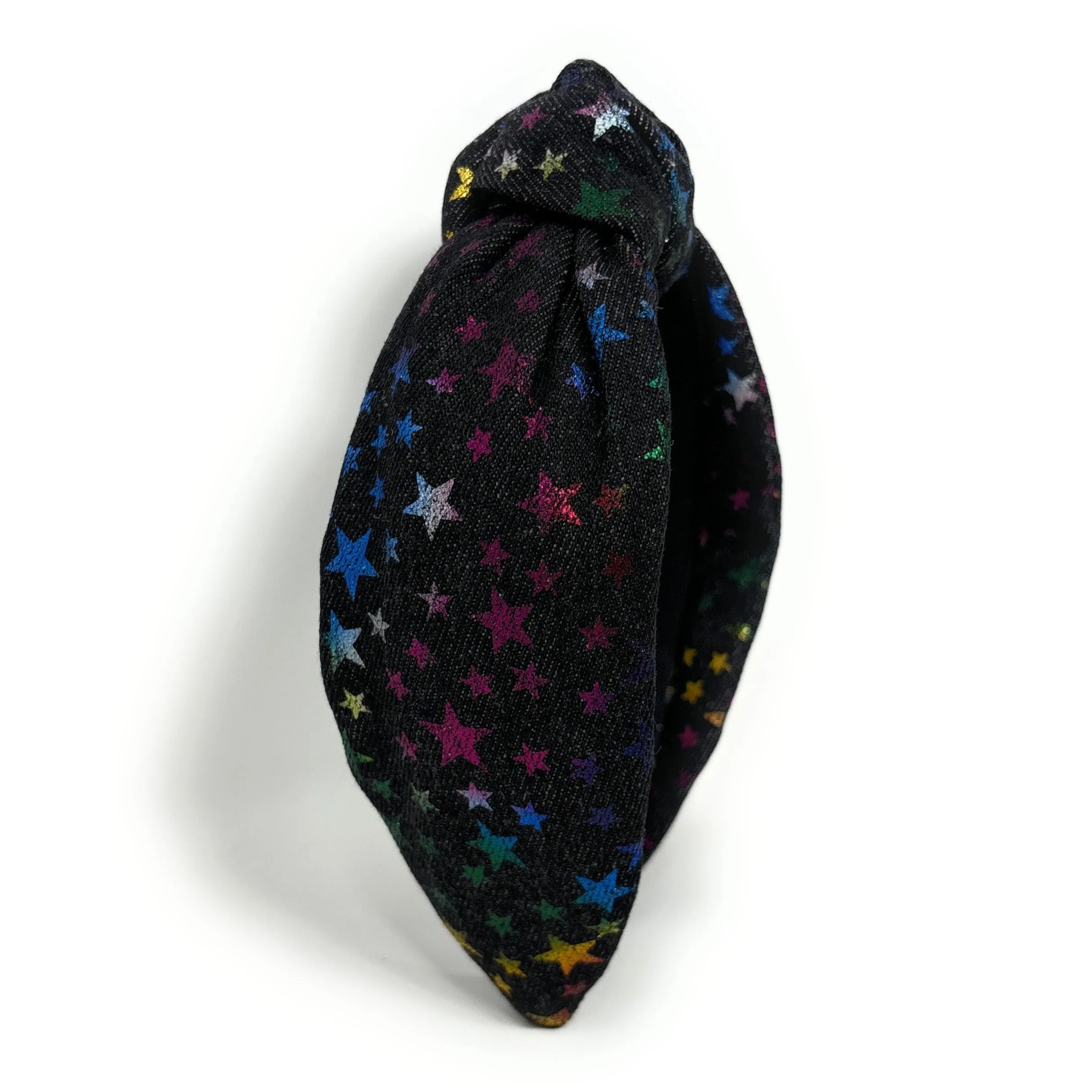 Black Denim Stars Knot Headband